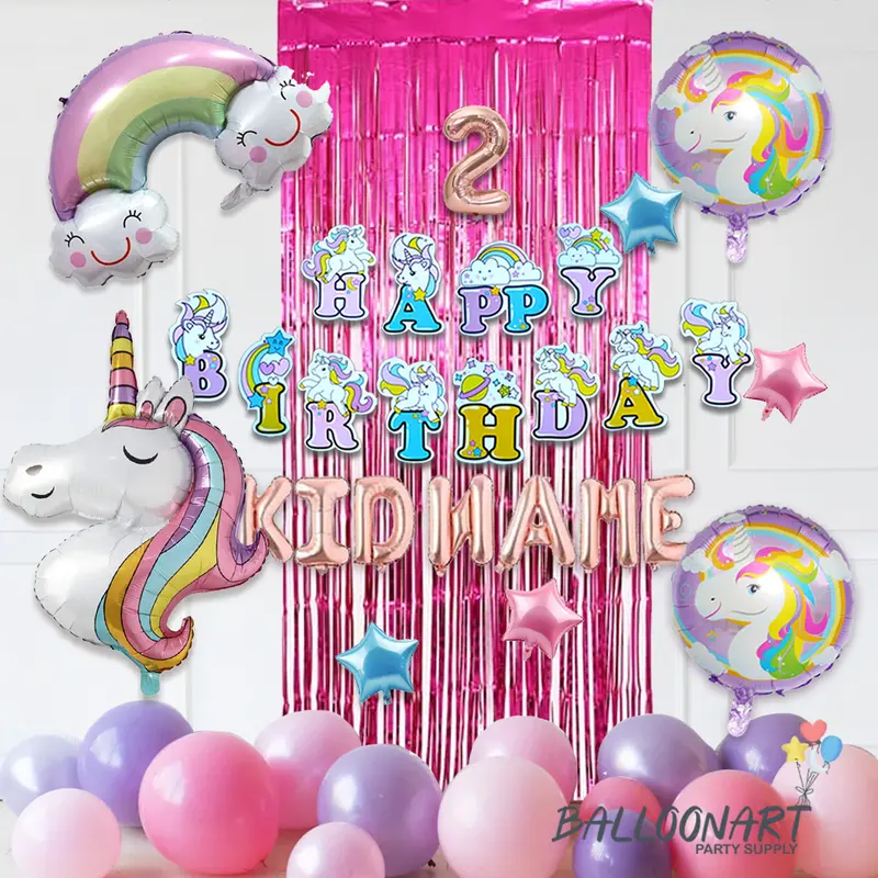 UNICORN SIMPLE DEKORASI SET/BALON FOIL/DEKORASI ULANG TAHUN ANAK PEREMPUAN Gold Rose 1