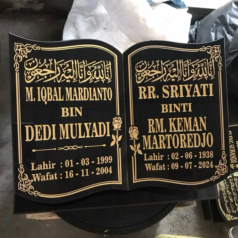 (COD) BATU NISAN TUGU 30x20 GRANIT BERKUALITAS PLUS DUDUKAN FREE PACKING KAYU TERMURAH BAHAN GRANIT TILE Hitam 8
