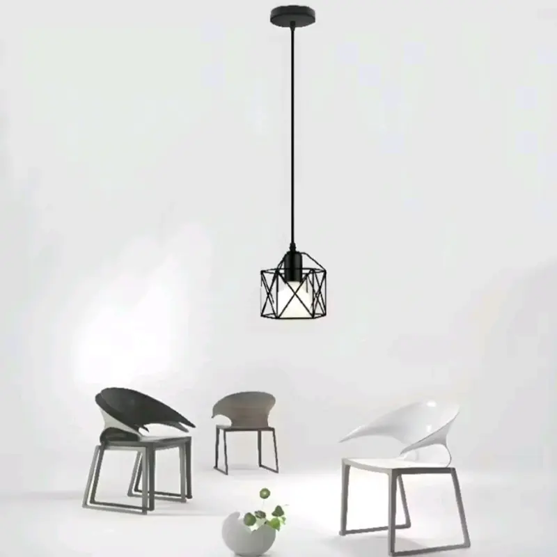 Lampu Gantung X Lampu Hias Gantung Lampu Gantung Minimalis Lampu Kamar Tidur Lampu Gantung Besi chandelier plafon bulat kap  lampu meja Hitam 4