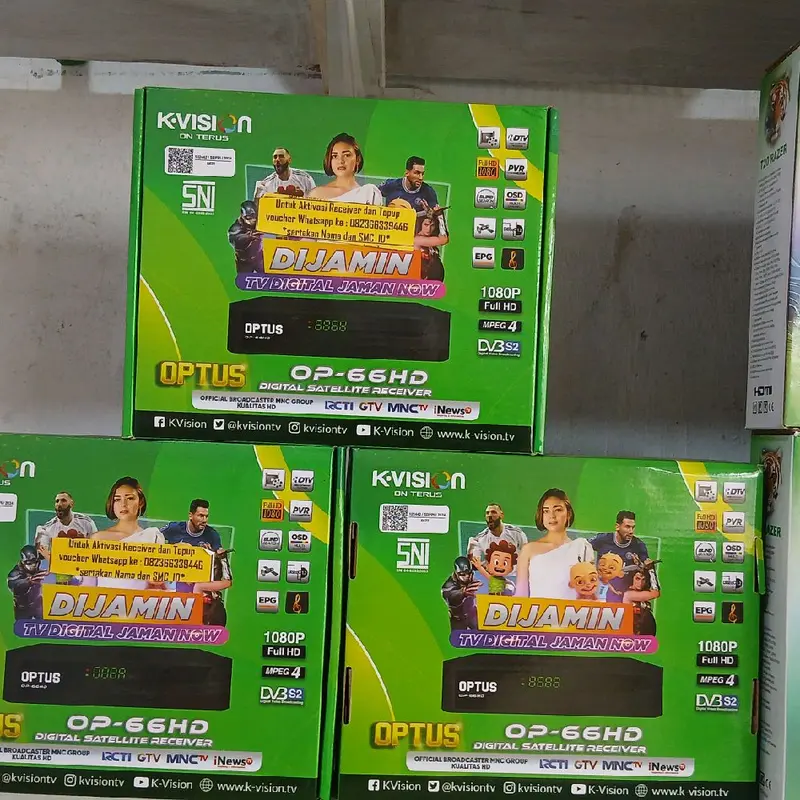 Receiver Optus 66-HD K-Vision C Band/Ku Band Bonus 1 Tahun Paket Cling 2