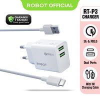 Gambar ROBOT RT-P3 Adapter Charger Fast Charging Dual Port 2 USB-A White Kepala Casan Handphone 18W Adaptor Charger Cable Hp - Garansi 1 Tahun [BISA COD] - RT-P3 dari Robot Official Surabaya Kab. Tangerang 1 Tokopedia