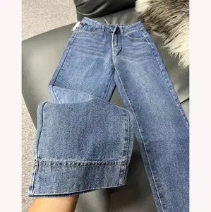【Luck wanita】Korea Kulot Jeans Highwaist Loose Celana Jeans Wanita Kekinian