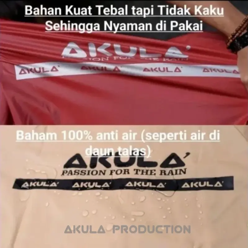 Jas Hujan Mantel AKULA Setelan Pria Wanita Tebal Elastis Bahan  Pvc Anti Rembes 7