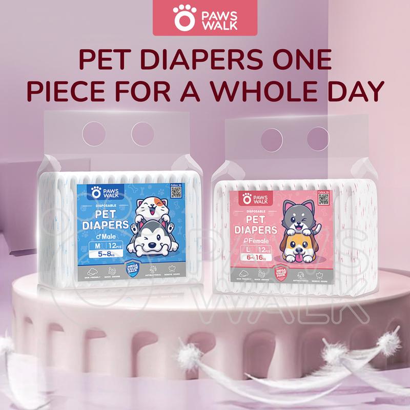 Product Introduction of 【PawsWalk】Female Male Pet Dog Diaper XXS XS S M L XL Cats Diapers For Dog Female 12PCS dogtrainingpads 32
