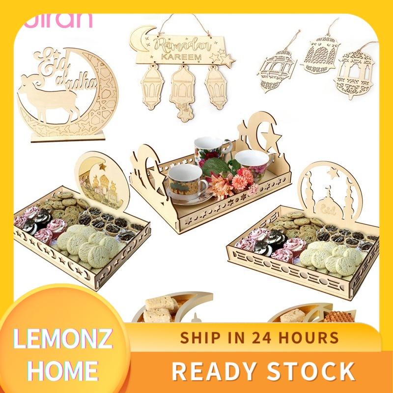 Huiran Ramadan Decoration Wooden Tray Makanan Eid Mubarak Table ...