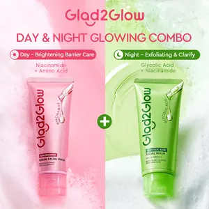 [Hot] Glad2Glow Day&Night Cleanser Skincare Paket-Deep Pore Cleanser+gel cleanser-Volcanic Soil Ceramide Centella Salicylic Acid BHA Charcoal Deep Pore Cleanse Minyak Berlebih Kulit Lembap Segar Glowing Sehari Hari Untuk Semua Jenis Kulit