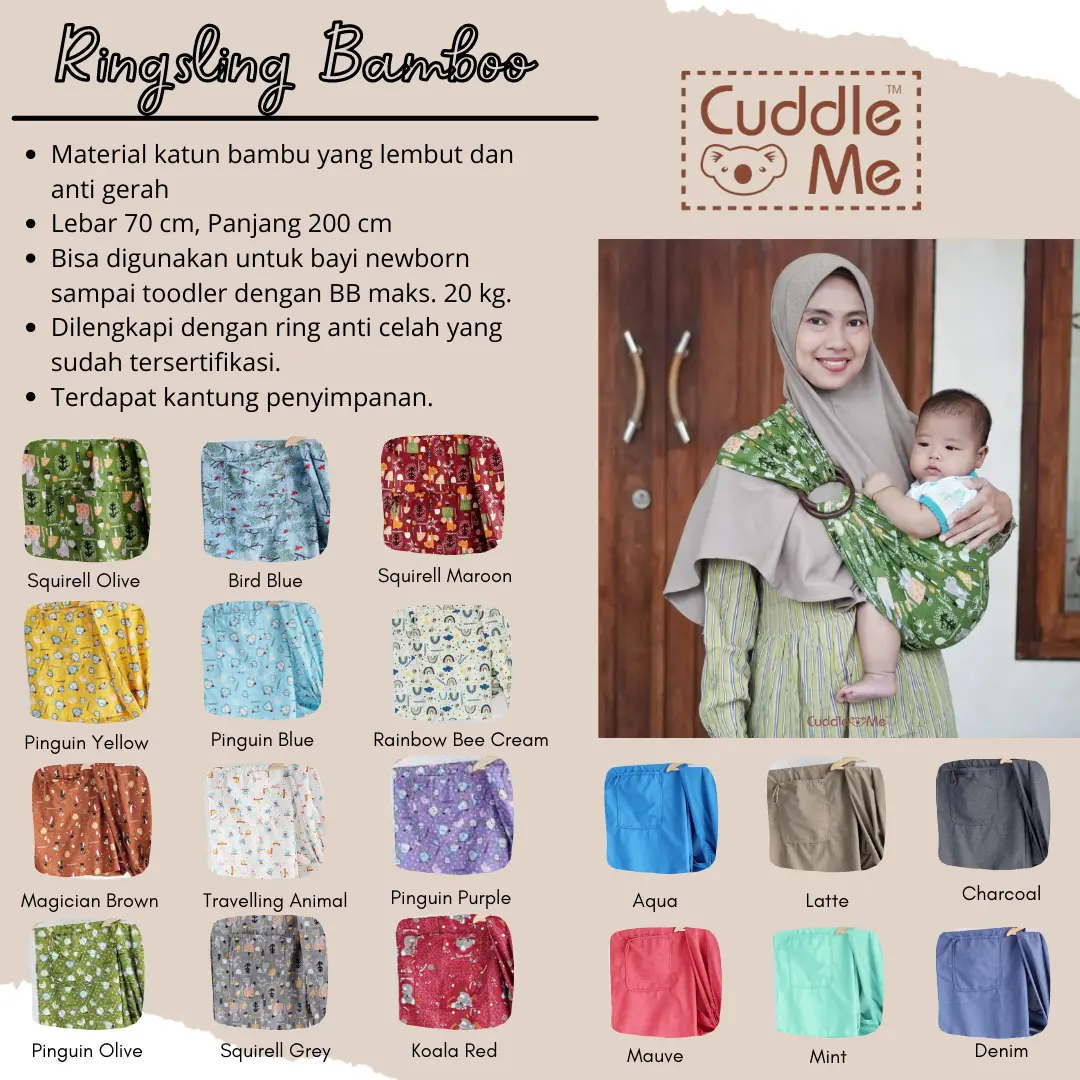 Gendongan bayi Cuddle Me / Ringsling Bambo Cuddleme / Lite Carrier Cuddleme / levana Carrier Cuddleme / Ultimo Cuddle Me