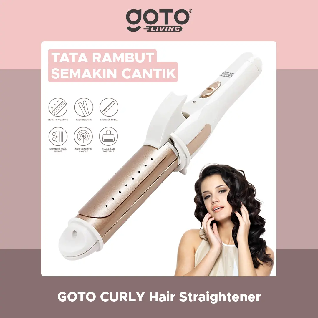 Goto [COD] Curly Catokan Rambut Catok Lurus Keriting 2in1 Hair Straightener