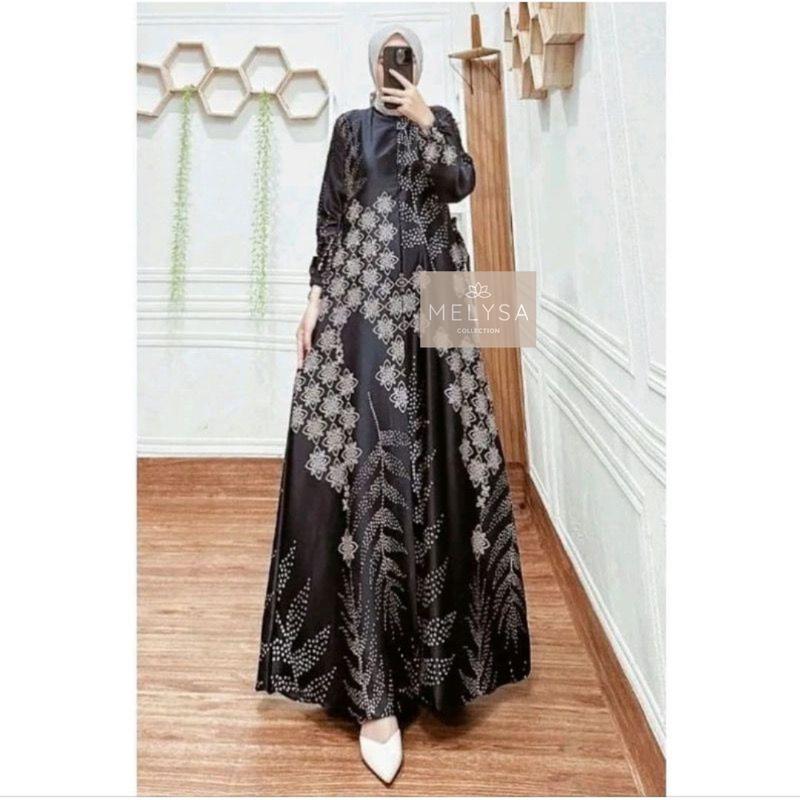 PAKET 100 RIBU ISI 3 Gamis Harian Hyget Premium Panjang Lengan Kerut Karet Motif Natasa Selena Tumpal Nadira Etnik Dress gamis Dewasa LEBARAN Muslim simpel gamis wanita busui Melar Nyaman Hitam 3