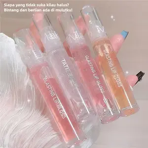 TATIBEAUTY Glasting Lip Gloss Transparan 6 Warna Glossy Lip Plumper Korean Bibir Waterproof Matte untuk Sekolah Sunnies Lip Glaze Keke Mood Hook Kosmetik