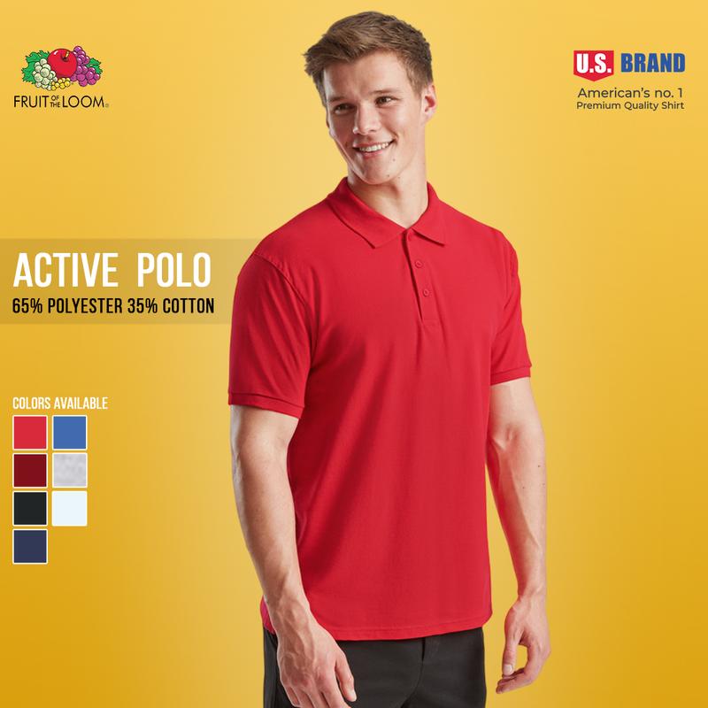 Fruit of the Loom Active Sport Dura Lite Performance Plain Polo ...