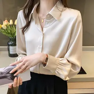 Kemeja Basic Wanita Casual Bahan Shakila Twill Lengan Panjang Ukuran M-XXL