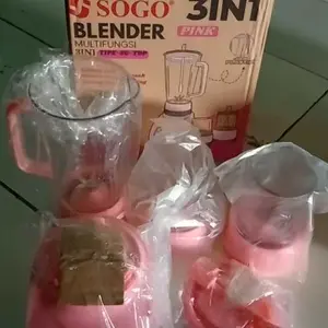 Produk Viral - SOGO Blender Plastik Anti Pecah 1 Liter, Pisau Stainless Steel Mesin Penggiling Warna Pink