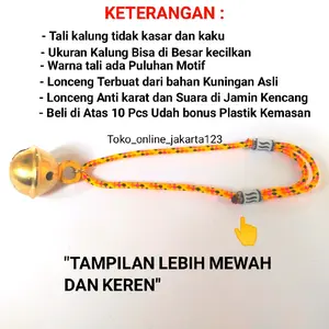 kalung kucing perusik lonceng Kuningan Suara super nyaring udah bonus plastik kemasan