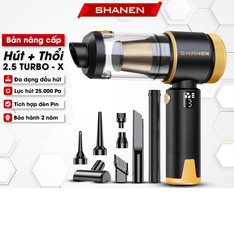 Máy hút bụi cầm tay SHANEN Hút thổi bụi 2in1 Lực hút 25.000 Pa 3 cấp độ gió bảo hành 12 tháng