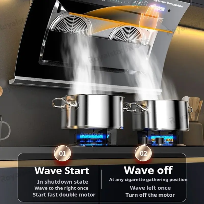【In stock】Kitchen range hood with built-in self-cleaning and internal recirculation, detachable
