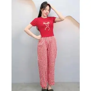 B-65 SET ĐỒ BỘ ÁO CROTOP IN NƠ + QUẦN BIGI CÓ VIỀN BÈO