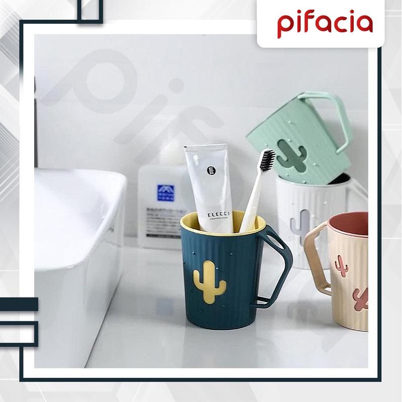 PIFACIA Gelas Kaktus Tempat Sikat Gigi Kumur Karakter Lucu Perlengkapan Kamar Mandi Cangkir BPA FREE Multifungsi 3