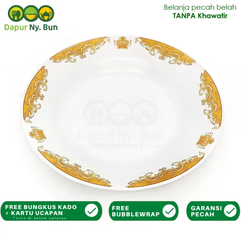 1 Buah Piring Makan Besar Motif Mahkota Ukuran 9 Inch 0