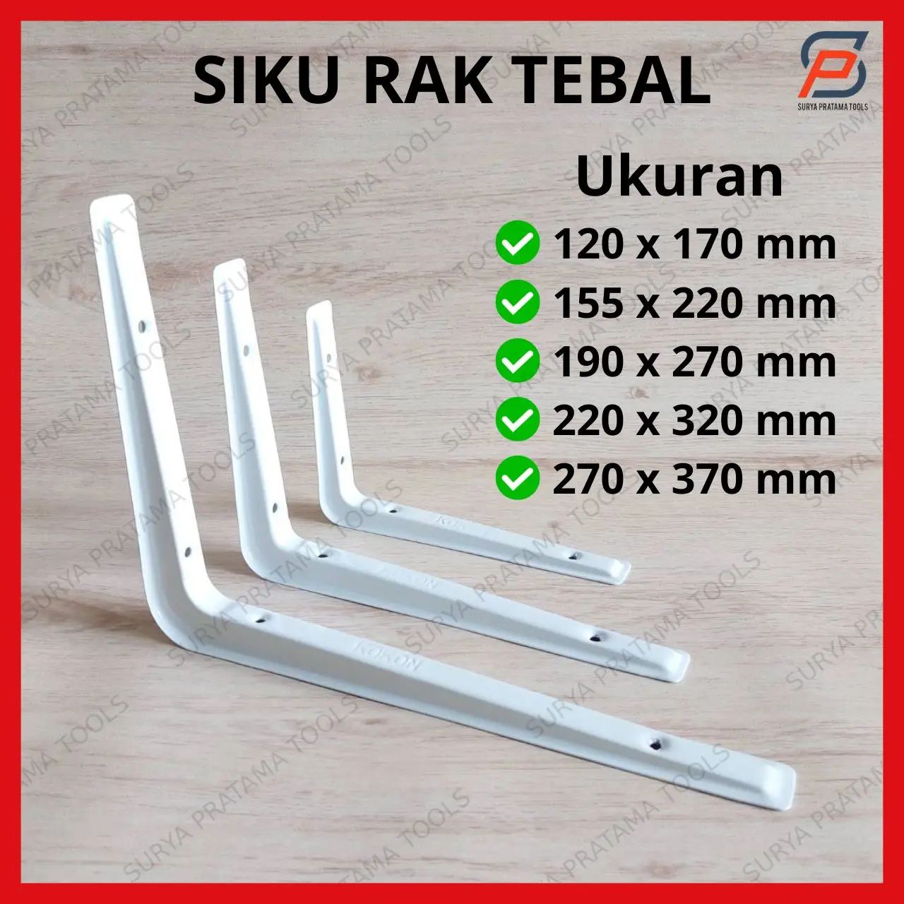 Siku Rak Putih Besi Tebal Breket Ambalan Bracket Penyangga Rak Siku Sokong Siku Dinding L Kuat