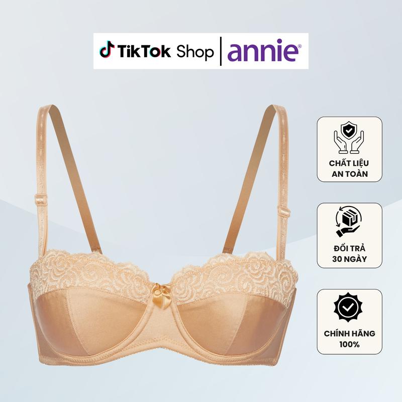 [TĂNG 1 SIZE] Áo ngực cúp ngang mút mỏng siêu nhẹ form nhỏ annie BRA8150 phối ren, có chỗ lắp thêm mút nâng ng.ực gợi cảm, ôm ng.ực - ROCK - annie Official Store