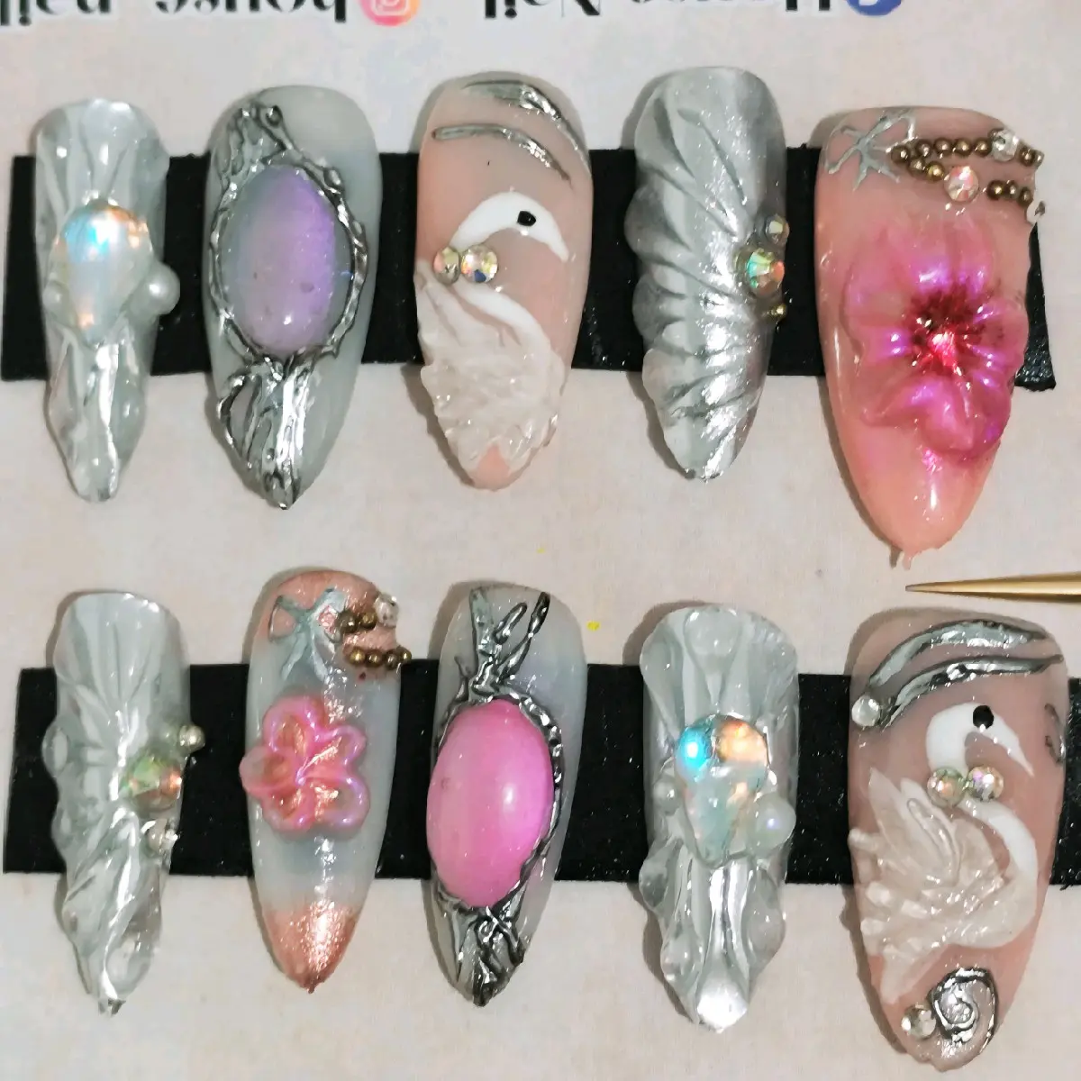 press on nail / kuku palsu 3D angsa kode 01