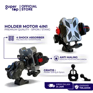Holder Hp Motor Spion Stang Anti Getar Anti Maling 360 Rotasi Dudukan Handphone Tahan Guncangan