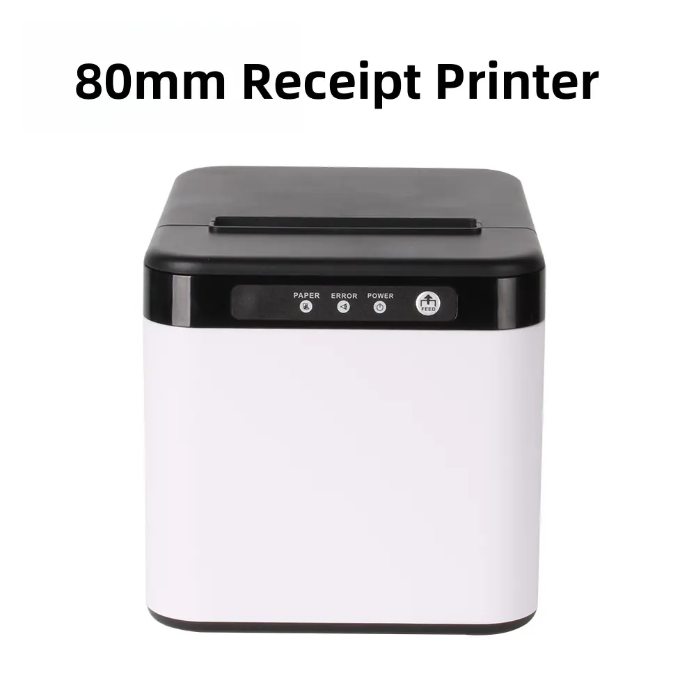 Máy in hóa đơn nhiệt, kích thước 80mm, thích hợp cho nhà hàng và nhà bếp, máy in POS, kết nối USB và mạng LAN, đi kèm với máy in ngăn kéo tiền mặt, giấy 80x80mm, tương thích với máy tính PC