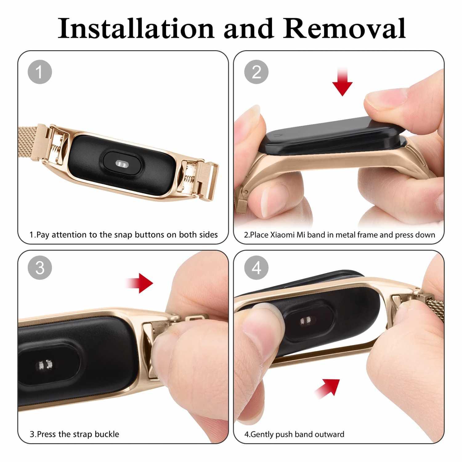 MIJOAS Buckle Strap Smartwatch Magnetic Stainless for Xiaomi Band 8 - GT4