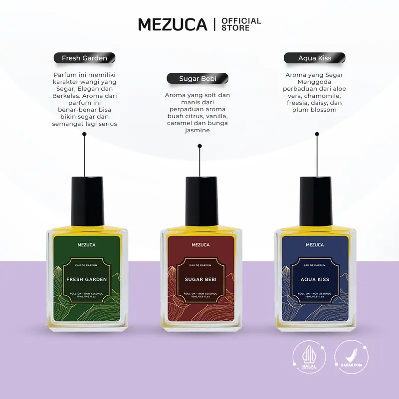 Dapat 3 Parfum Mezuca Roll On Non Alkohol Series 18mL Gratis Box Eau de Perfume Wangi Tahan Lama Unisex 2