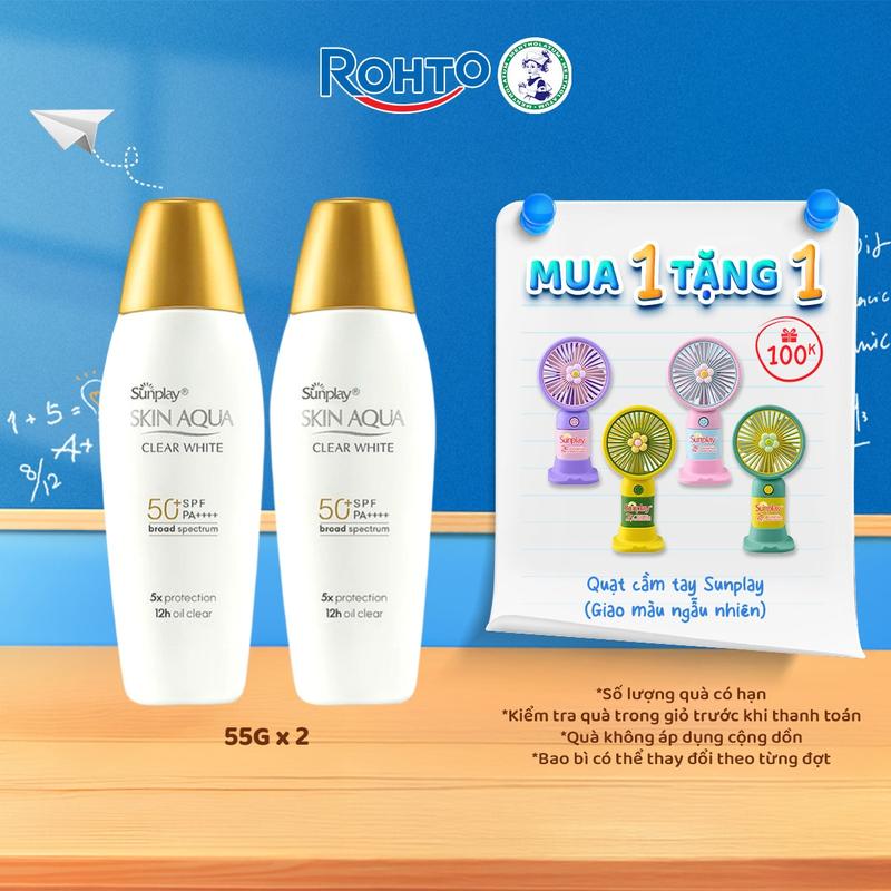 [Livestream] Combo 2 x Sữa chống nắng hằng ngày dưỡng trắng Sunplay Skin Aqua Clear White SPF 50+, PA++++ 55g