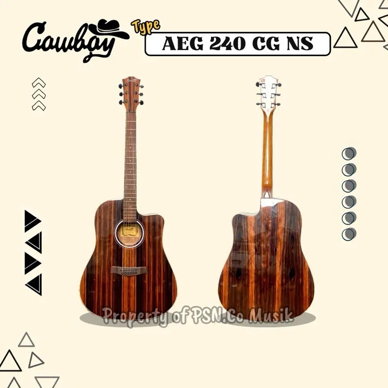 Gitar COWBOY AEG 240 CG NA NS Transkustik Original Pabrik Packing Kayu