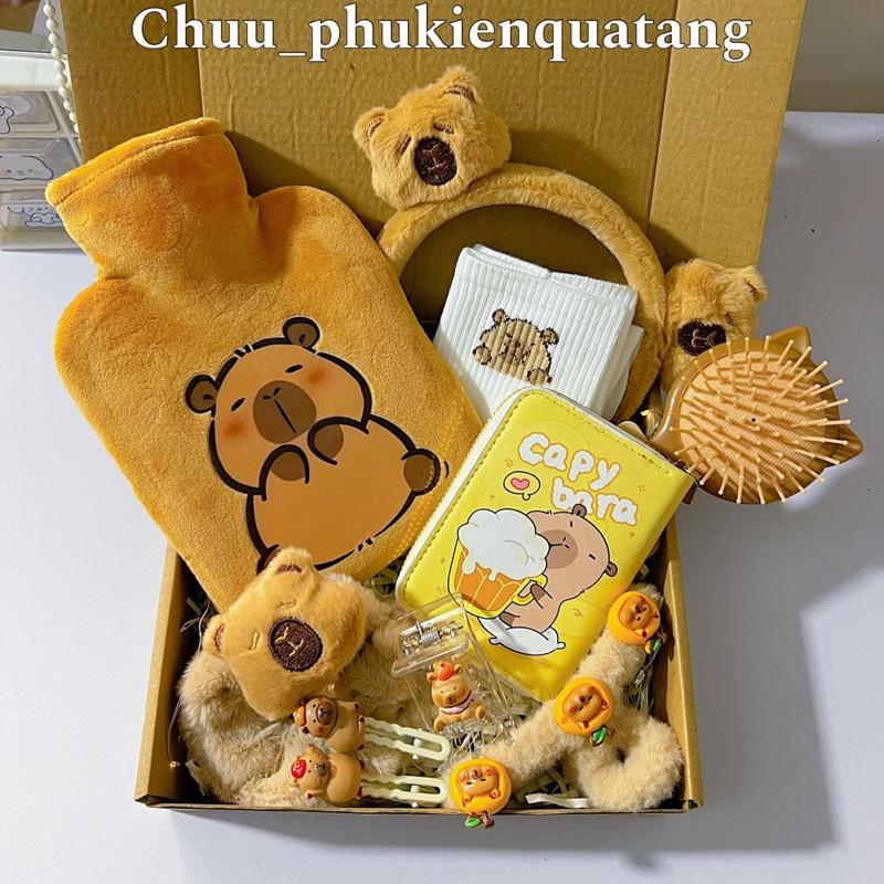 ( TẶNG TÚI QUÀ + THIỆP ) Sét quà túi chườm bụng 500ml ngày rụng dâu cho bạn nữ mẫu chuột lang xinh xắn mix ngẫu nhiên