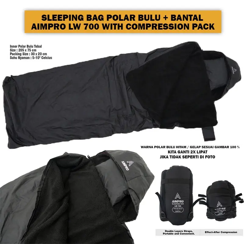 AIMPRO SLEEPING BAG POLAR BULU TEBAL + BANTAL - SB BULU TEBAL LW700