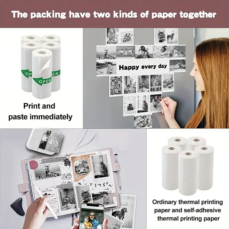Portable Thermal Printer, Inkless Label Printer, Pocket Printer Compatible With Ios And Android, For Labels, Text, Photos, Black-And-White Printing Mini Printer. Toy, Gift For Children Boys Grils And Students 2