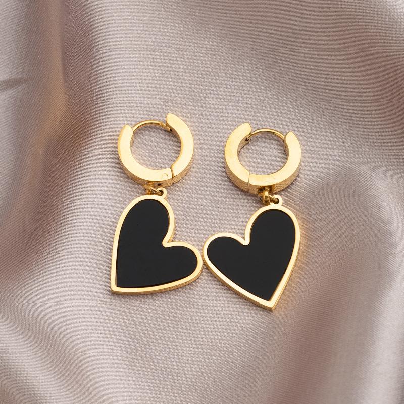 Fashion Elegant Love Heart Titanium Steel Drop Earring For Women Girl Simple Romantic Charms Hoop Earring Vintage Trendy Jewelry Gift 5