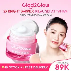 [BPOM] Glad2Glow Double Bright Day Cream Niacinamide Essence glowing moisturizer BB cream sensitif barrier brightening smooth waterproof tone up Menjaga kelembapan kulit Panthenol