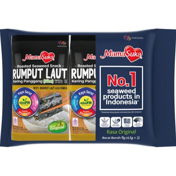 Mamasuka Roasted Seaweed Snack Rumput Laut (GIM) 9gr (4,5gr x 2) Original - 1pack 2