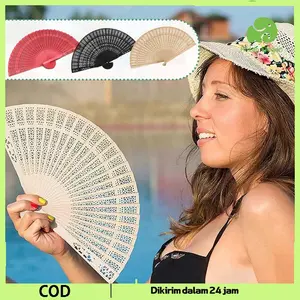 Kipas Ukir Kayu Ukiran Berlubang Kipas Tangan Kayu Retro Dan Minimalis Souvenir Kipas Kayu