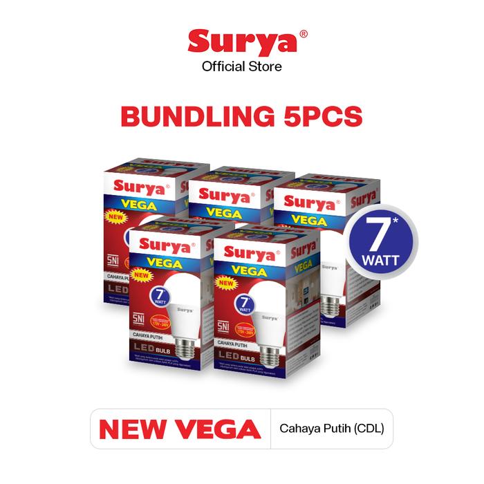 Gambar Surya Lampu Bohlam LED New Vega 7W Cahaya Putih (Paket 5 Pcs) dari Surya Lighting Shop Kab. Tangerang Tokopedia