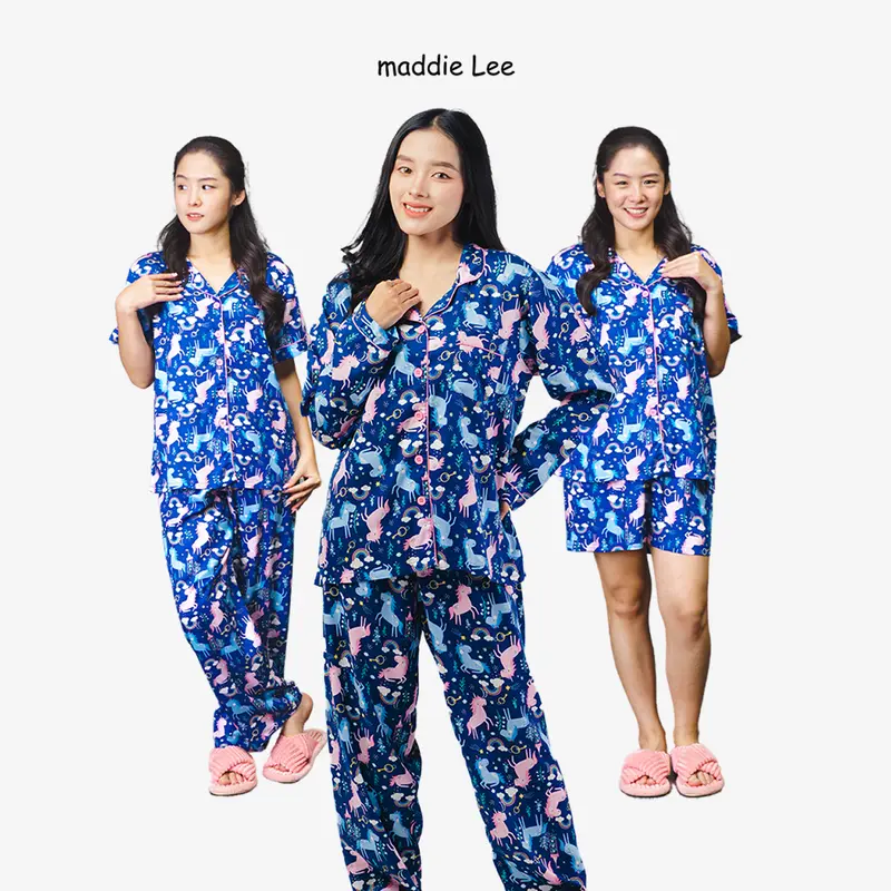 Maddie Lee Piyama Wanita Dewasa Sevin Unicorn Key 0
