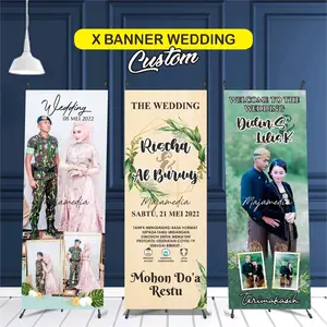 Banner/ Spanduk Wedding untuk acara pernikahan uk 60x160 Custom suka suka 1 hari jadi backdrop engagement tripod