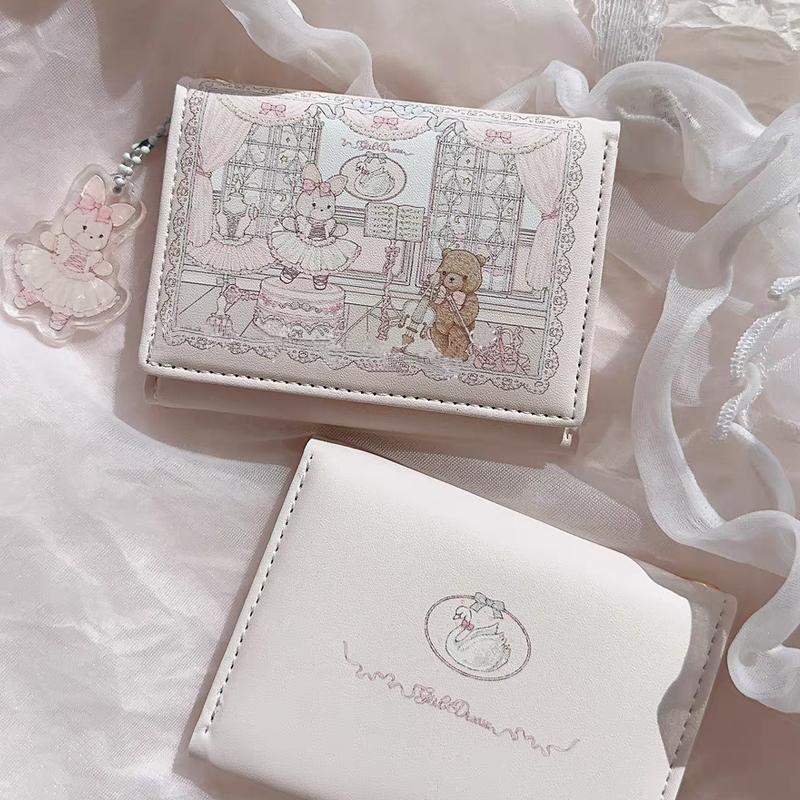  Ví Nữ In Hình Thỏ Dễ Thương Da PU Sức Chứa Lớn Có Thể Gập Lại Đựng Tiền Xu Và Thẻ Phong Cách INS ví  gấp  3  cho  nữ 