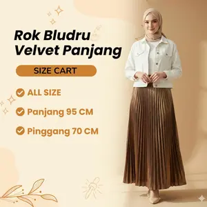 Rok Bludru Velvet Panjang Plisket Premium Rok Bludru Import Hitam Wanita