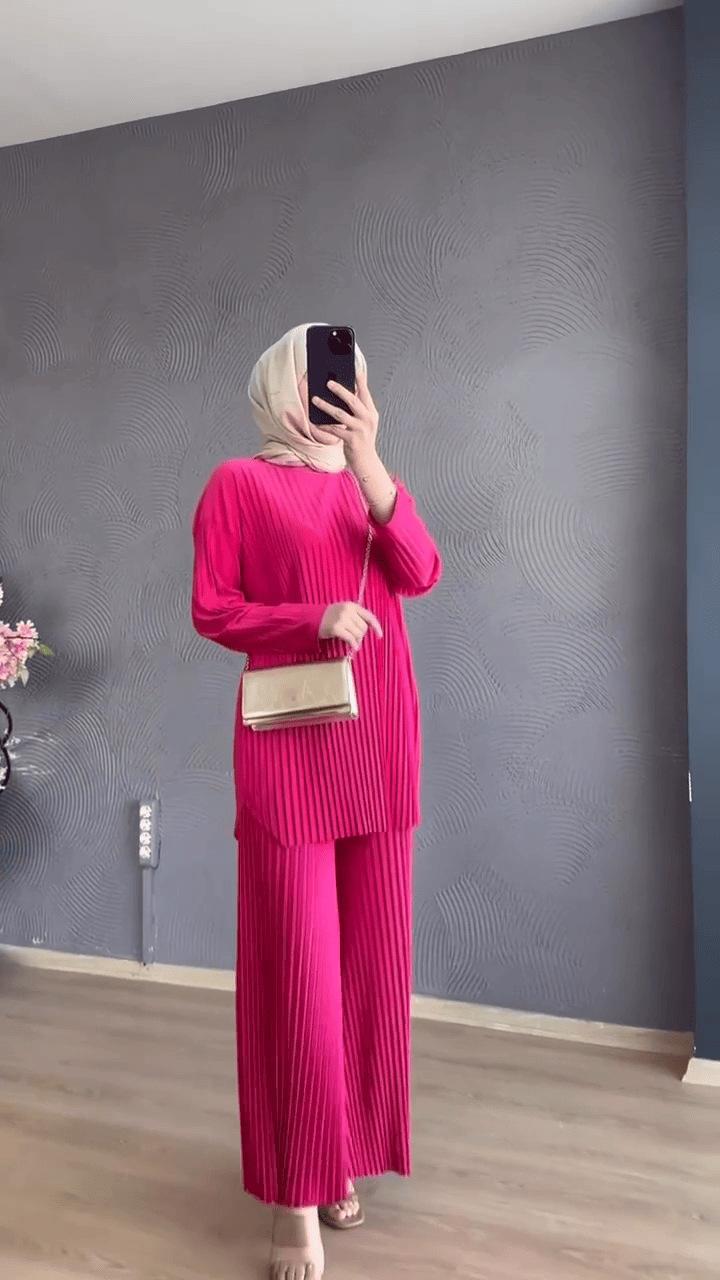 Product Introduction of Women's Clothing 2023 Autumn New Fashion Pleated Temperament Long Sleeve Shirt High Waist Wide Leg Pants Suit 7