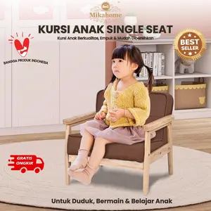 MikaHome Furniture sofa Anak Single seat kayu rakit desain minimalis ringan dan mudah dipindahkan busa empuk kursi santai untuk ruang tamu, kamar tidur, ruang belajar, dan ruang bermain anak dengan rangka kayu Premium kokoh Cocok untuk anak 3-6 Tahun
