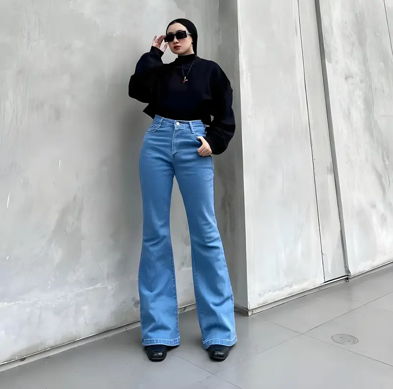 High Waist Jeans Streach Wanita Cutbray || Korean Style Straight Loose Cutbray Wanita Premium || Cutbray Jeans Wanita Bahan Melar Panjang Tebal 4