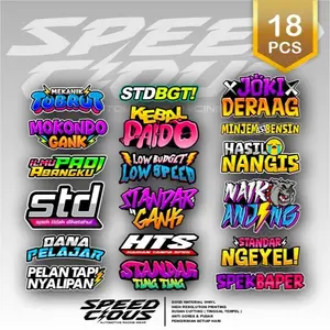 18 PCS STIKER PACK RACING VINYL KATA KATA VIRAL STANDART GANK KEBAL PAIDO HTS LOW BUDGET JOKI DERAG SPEK BAPER