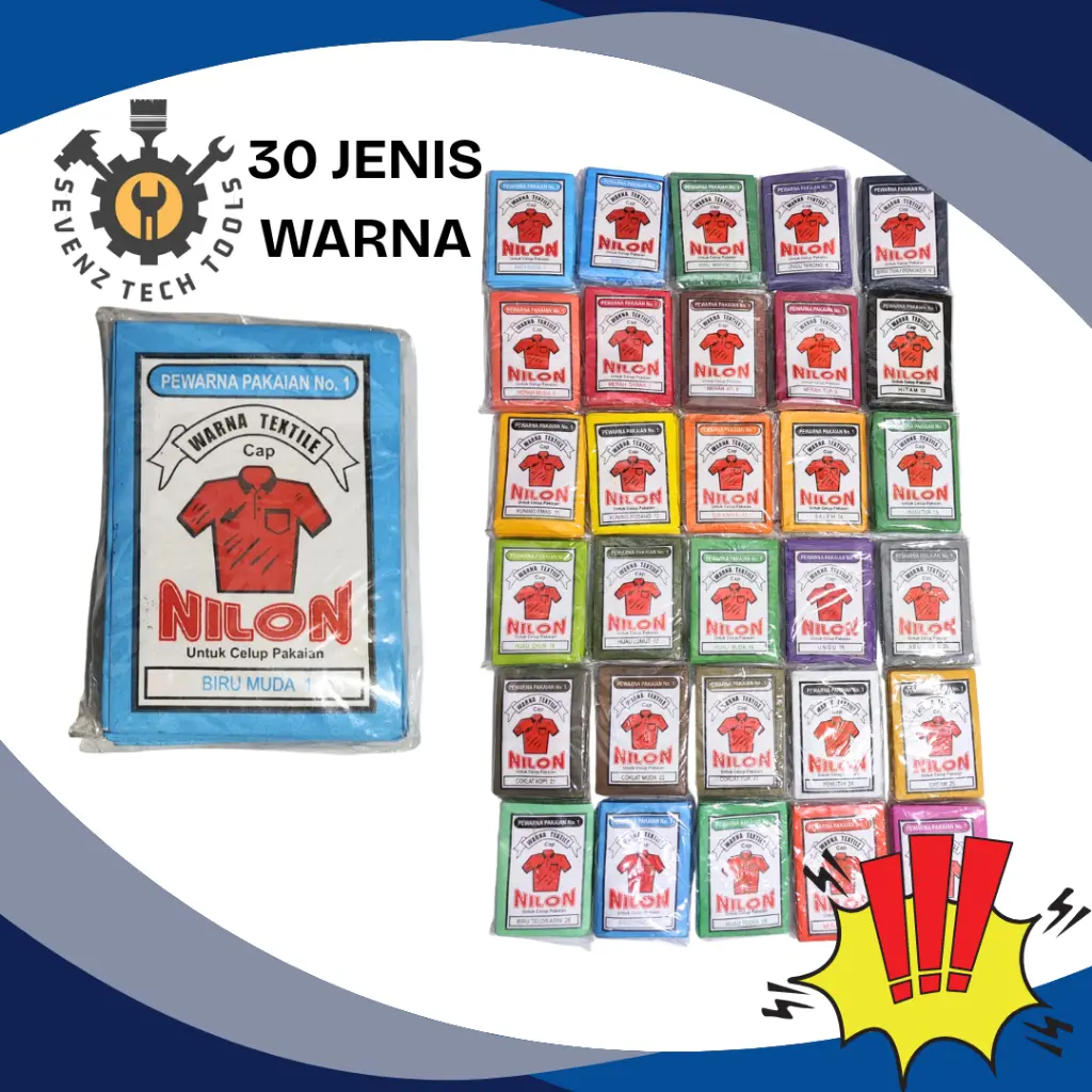 (1 SACHET)PEWARNA PAKAIAN NILON / WANTEX 30 JENIS WARNA PEWARNA CELUP PAKAIAN/KAIN TEXTILE CAP NILON PEWARNA TEKSTILE