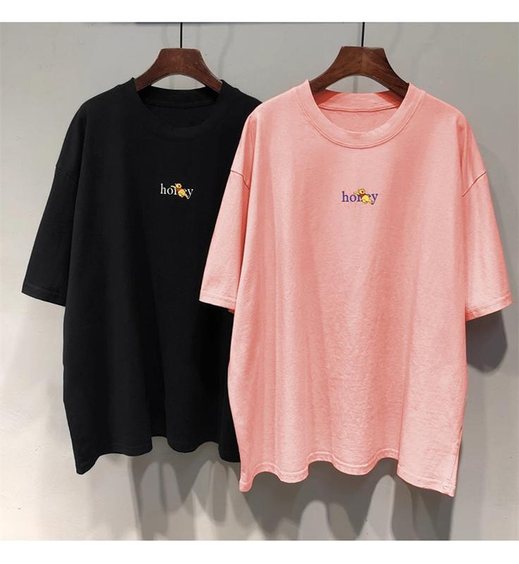 Áo Thun In Hình ngắn Tay Phong Cách Hàn Quốc, 100% Cotton, Ngoại Cỡ, Dành Cho Phụ Nữ Và Nam Giới, Dáng Rộng Vừa Vặn, Cổ Tròn, Quần Áo, Hàng Mới Về Top Women